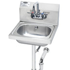 Thumbnail image #1 for Krowne HS-4 Wall-Mounted Stainless Steel Hand Sink with Gooseneck Faucet, 14" x 10" x 5" Bowl and Backsplash