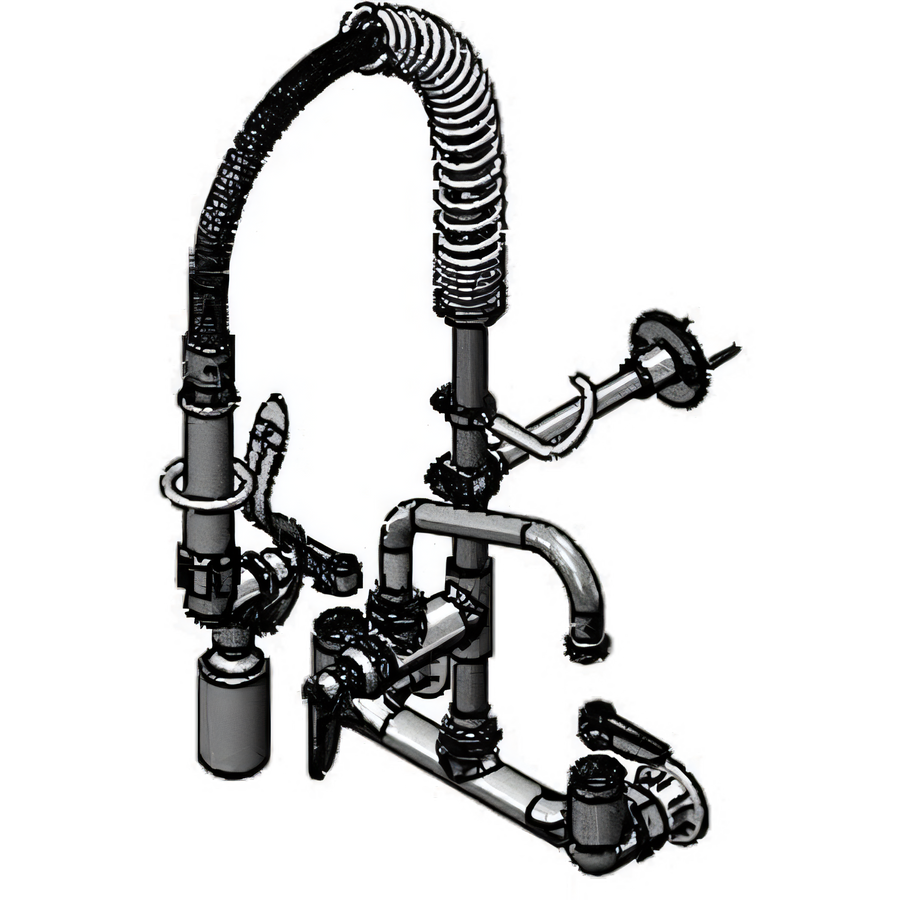 Product image #1 for T&S Brass MPY-8WLN-06 Mini Wall-Mount Pre-Rinse Faucet, 8-Inch Centers, 6-Inch Swing Nozzle, 0.65 GPM Spray Valve