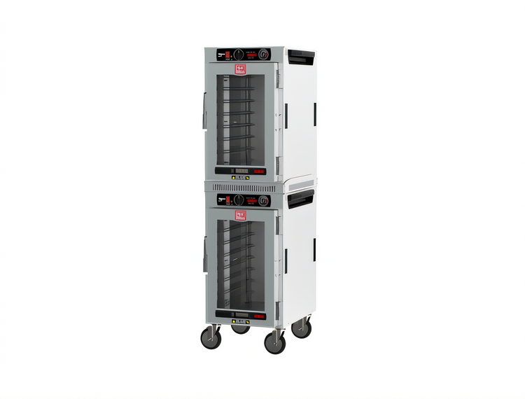 Product image #1 for Metro HotBlox Narrow 16-Pan Dual Cavity Mobile Heated Holding Cabinet with Clear Doors and Analog Controls
