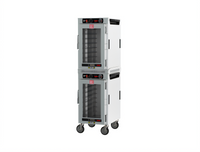 Metro HotBlox Narrow 16-Pan Dual Cavity Mobile Heated Holding Cabinet with Clear Doors and Analog Controls