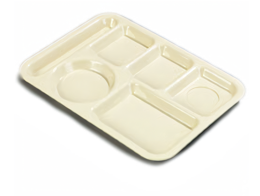 Product image #1 for Carlisle Left-Handed 6-Compartment Rectangular Tray, 13-7/8 x 10 Inches, Tan Polypropylene