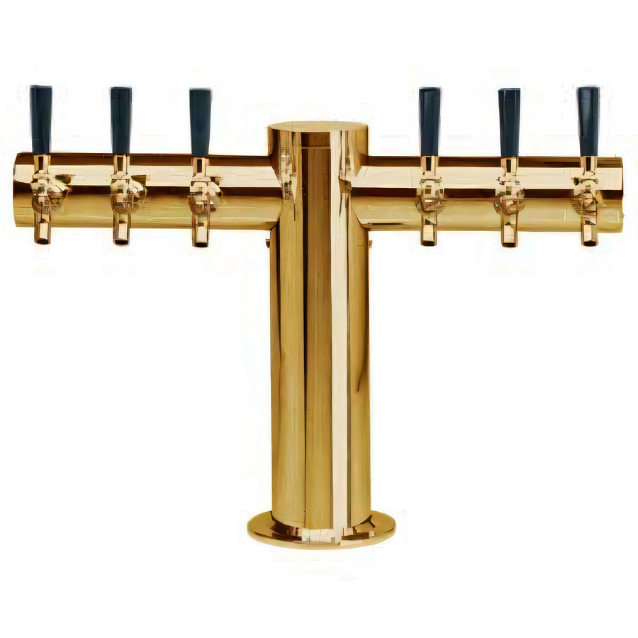 Product image #1 for Metropolis T-Style Countertop Glycol-Cooled Draft Beer Tower with 6 Faucets and PVD Brass Finish