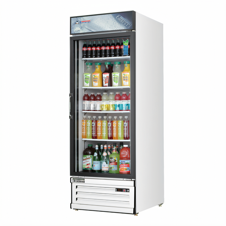 Product image #1 for Everest Refrigeration Reach-In Glass Door Merchandiser Refrigerator, 25 Cu. Ft., 1-Section, Bottom-Mount, White