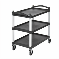 Cambro KD Large Open-Design 3-Shelf Bus Cart, Black, 5-Inch Swivel Casters