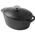 Thumbnail image #1 for American Metalcraft CIPO3 3 Qt Oval Cast Iron Casserole Dish with Handles and Lid Case of 2