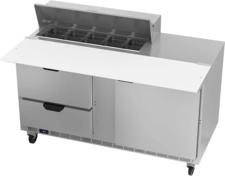 Product image #1 for Beverage-Air 60-Inch Two-Section Sandwich Top Refrigerated Counter with 1 Door, 2 Drawers, and 10-Pan Top