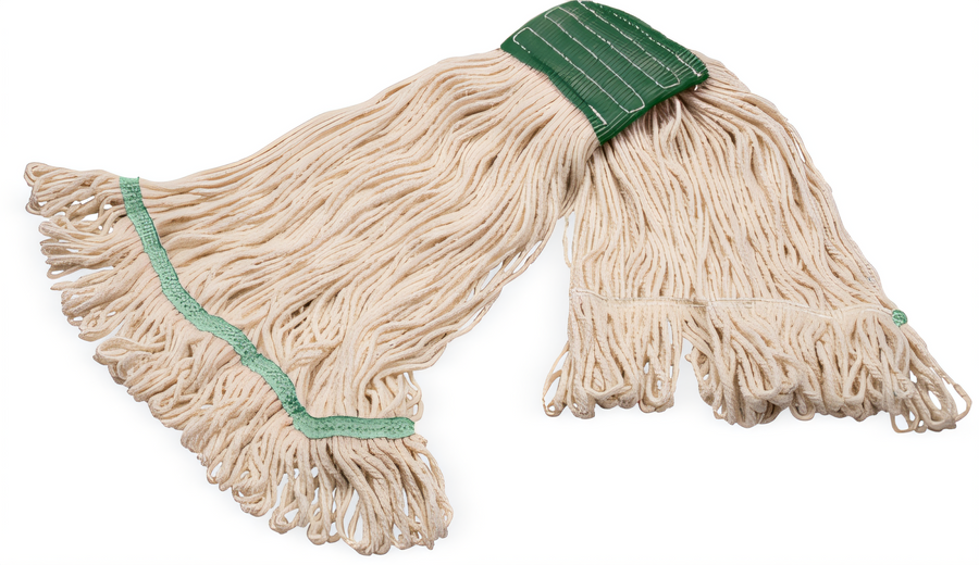 Product image #1 for Carlisle Grease Release Medium Loop-End Wet Mop Head, Natural Yarn, 5-Inch Green Band