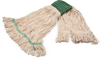 Carlisle Grease Release Medium Loop-End Wet Mop Head, Natural Yarn, 5-Inch Green Band