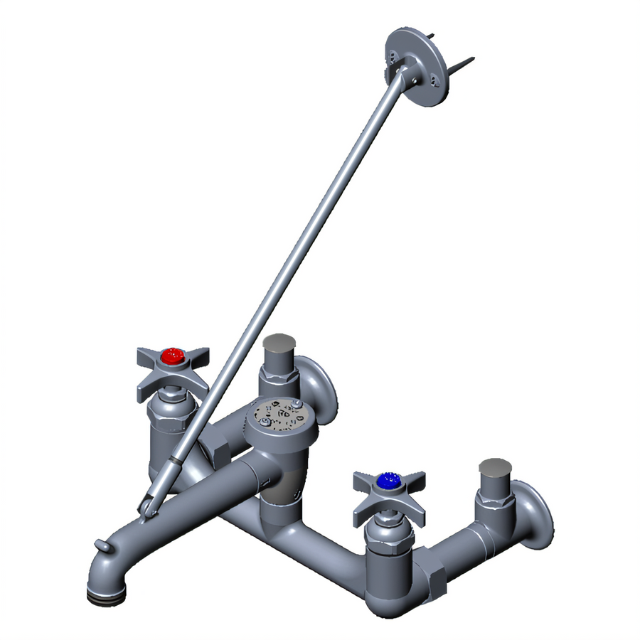 Product image #1 for T&S Brass B-1958 Wall-Mounted Service Sink Faucet with 12-Inch Spout, Vacuum Breaker Nozzle, and 4-Arm Handles