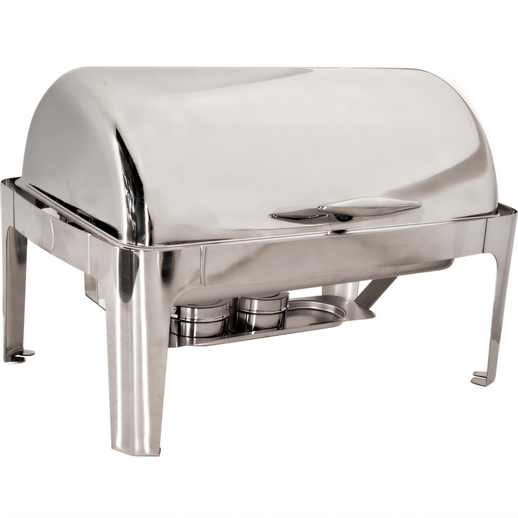 Product image #1 for Omcan USA 9.5 Quart Rectangular Stainless Steel Chafing Dish with Roll Top Cover