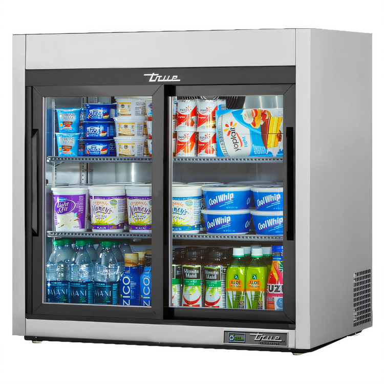 Product image #1 for True 36-Inch Countertop Refrigerated Merchandiser with 2 Sliding Glass Doors and 3 Adjustable Shelves
