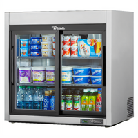 True 36-Inch Countertop Refrigerated Merchandiser with 2 Sliding Glass Doors and 3 Adjustable Shelves