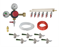 6-Faucet Nitro Beer Dispensing Kit with CO2 Regulator, Manifold, Lines, and Sankey Taps