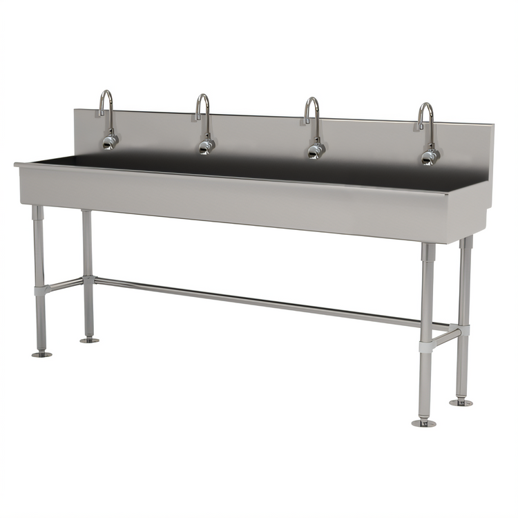 Product image #1 for Advance Tabco 4-Station Multiwash Freestanding Hand Wash Sink with Electronic Faucets, 80 Inch