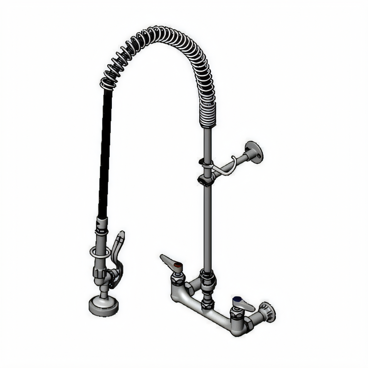 Product image #1 for T&S Brass EasyInstall Wall-Mount Pre-Rinse Unit with Spring Action Gooseneck, 44-Inch Hose, and 1.15 GPM Spray Valve