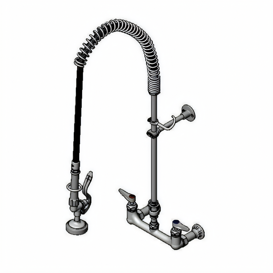 Product image #1 for T&S Brass EasyInstall Wall-Mount Pre-Rinse Unit with Spring Action Gooseneck, 44-Inch Hose, and 1.15 GPM Spray Valve