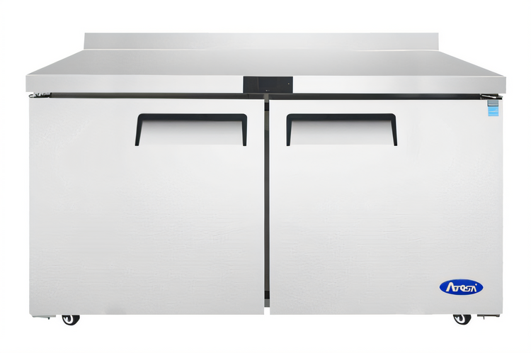 Product image #1 for Atosa 60.2-Inch Two-Section Worktop Freezer with Backsplash, 17.2 Cu. Ft., Solid Doors, Stainless Steel