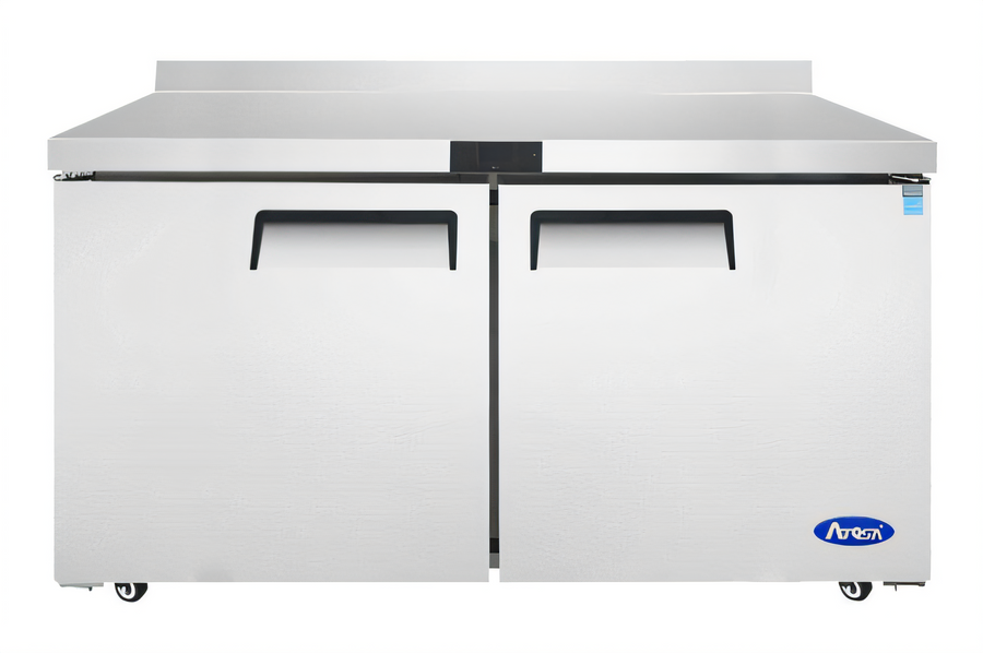 Product image #1 for Atosa 60.2-Inch Two-Section Worktop Freezer with Backsplash, 17.2 Cu. Ft., Solid Doors, Stainless Steel