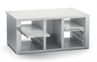 RATIONAL Stainless Steel Equipment Stand for iVario 2-XS with 2 Pull-Out Shelves and GN Rails