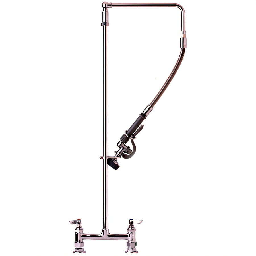 Product image #1 for T&S Brass 8-Inch Deck Mount Pre-Rinse Unit with 38-Inch Riser, 18-Inch Swivel Arm, and 1.15 GPM Spray Valve