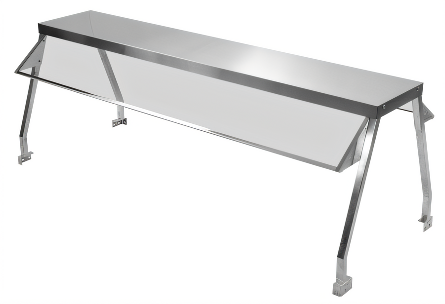 Product image #1 for Serv-Ware Double-Sided Stainless Steel Sneeze Guard with Tempered Glass, 44 Inch Wide