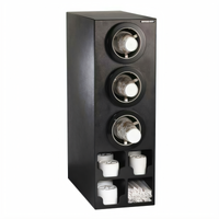 Countertop Combination Cup Dispensing Cabinet with 3 Adjustable Dispensers, Lid Chutes, and Straw Organizer