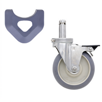 MetroMax Stainless Steel Swivel Stem Caster with Foot-Operated Brake, 5-Inch, 250 lb Capacity