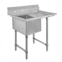 36-1/2-Inch One-Compartment Stainless Steel Sink with Right-Hand Drainboard