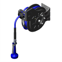 Open Epoxy-Coated Steel Retractable Hose Reel System with 15-Foot Hose and High-Flow JetSpray Valve