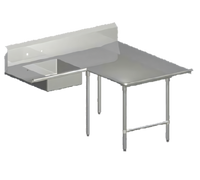 John Boos Pro-Bowl L-Shaped Soiled Landing Dishtable with 10-Inch Landing Shelf, Right-to-Left Operation, 84-Inch Corner-to-End