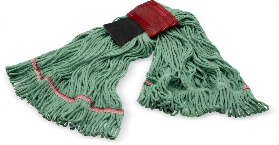 Product image #1 for Carlisle Sparta Large Looped-End Wet Mop Head with Scrubber, Green 4-Ply Cotton/Synthetic Blend, 5-Inch Band