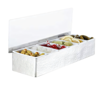 American Metalcraft Hammered Stainless Steel 5-Compartment Countertop Condiment Holder