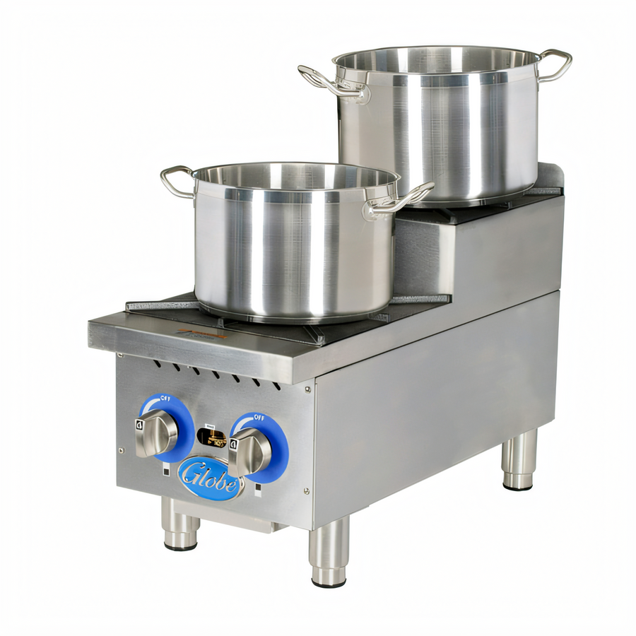 Product image #1 for Globe 12-Inch Countertop Gas Hot Plate with 2 Open Burners