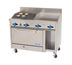 Thumbnail image #1 for Comstock-Castle 48-Inch Commercial Gas Range with 18-Inch Griddle, 30-Inch Char-Broiler, 31-Inch Oven, Cabinet Base, and High Backguard