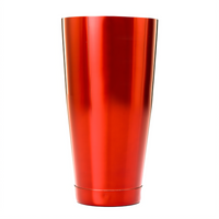 Barfly 28 oz Stainless Steel Cocktail Shaker with Red Exterior and Capped Bottom