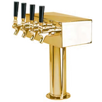 Thumbnail image #1 for Micro Matic USA T Style D7744PVDKR Countertop Draft Beer Tower, 4-Faucet, Glycol-Cooled, PVD Brass Finish