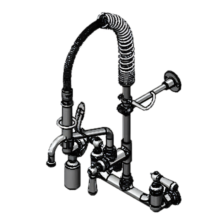 Product image #1 for T&S Brass EasyInstall 8-Inch Center Wall-Mount Mini Pre-Rinse Unit with 8-Inch Swing Nozzle and 0.65 GPM Spray Valve