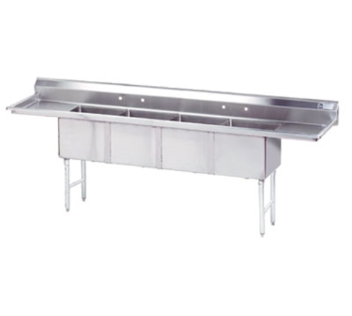 Product image #1 for Advance Tabco Special Value Series 4-Compartment Fabricated Sink with Left and Right Drainboards, 18 x 24 x 14 Inch Bowls