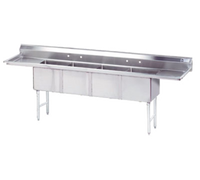Advance Tabco Special Value Series 4-Compartment Fabricated Sink with Left and Right Drainboards, 18 x 24 x 14 Inch Bowls