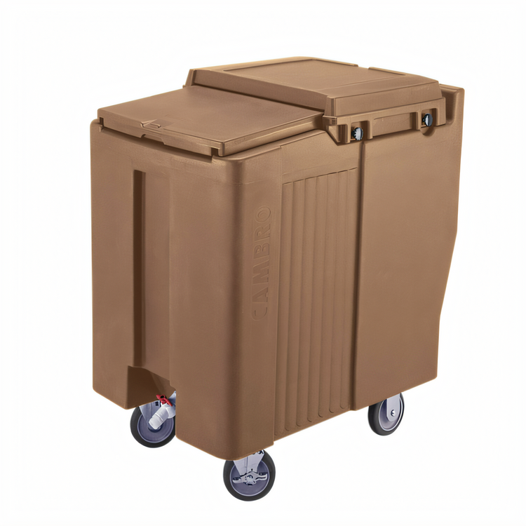 Product image #2 for Cambro SlidingLid Tall Mobile Ice Caddy with Sliding Lid, 175 lb. Capacity, Coffee Beige