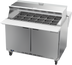 Thumbnail image #1 for Beverage-Air SPE48HC-18M-DS 48-Inch Dual-Side Mega Top Refrigerated Prep Table, Two-Section, 2-Door, 18-Pan