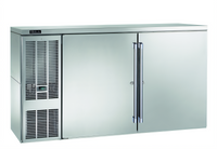 60-Inch Two-Section Self-Contained Back Bar Refrigerator with Stainless Steel Exterior and Solid Hinged Doors