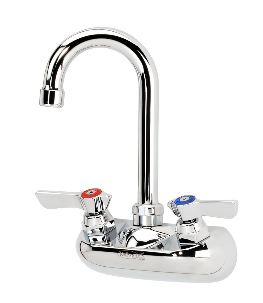 Product image #1 for Krowne Silver Series Commercial Wall-Mounted Gooseneck Faucet with 4-Inch Centers and 3-1/2-Inch Spout