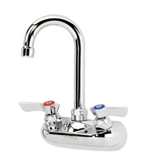Krowne Silver Series Commercial Wall-Mounted Gooseneck Faucet with 4-Inch Centers and 3-1/2-Inch Spout