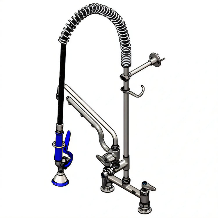 Product image #2 for EverSteel ULTRARINSE Stainless Steel Pre-Rinse Unit — Deck-Mount, 8" Centers, 12" Swing Nozzle & 44" Hose
