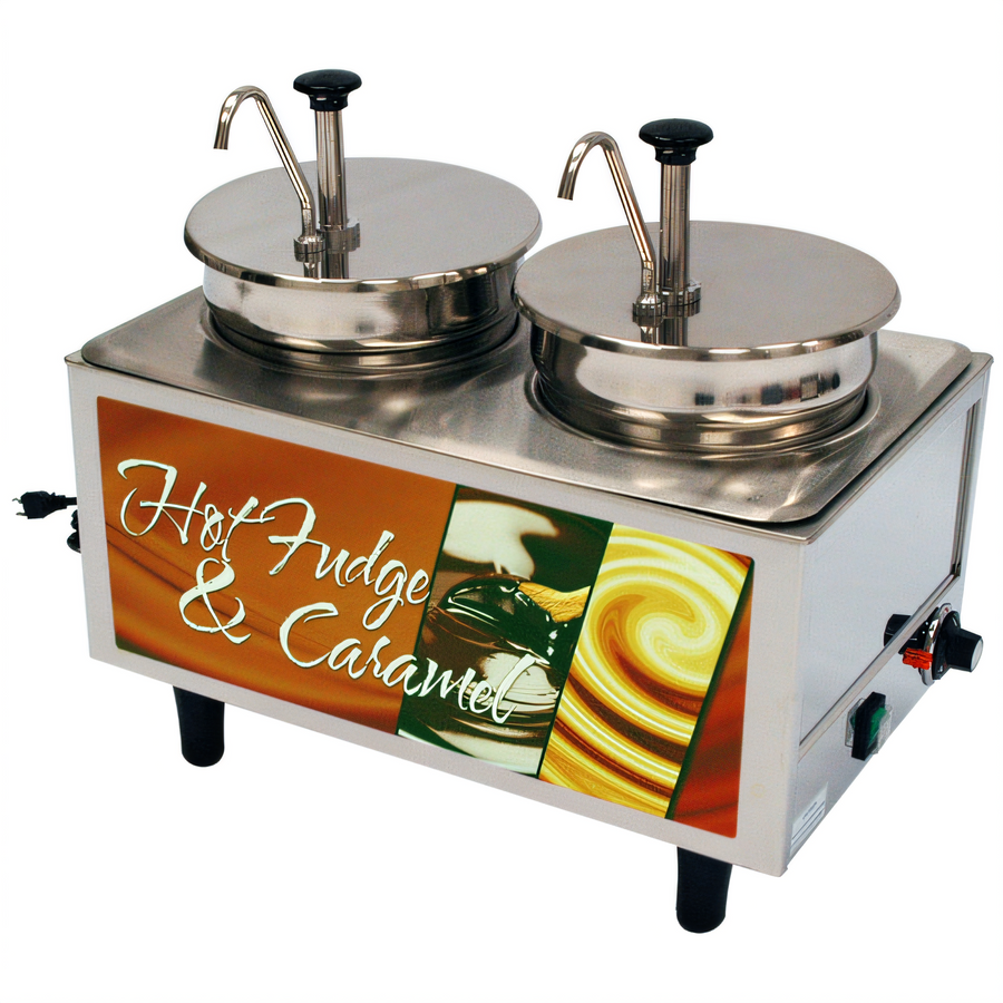 Product image #1 for Benchmark Dual 7 Qt Wet-Well Hot Fudge/Caramel Sauce Warmer with 2 Pumps