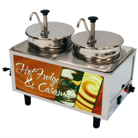 Benchmark Dual 7 Qt Wet-Well Hot Fudge/Caramel Sauce Warmer with 2 Pumps