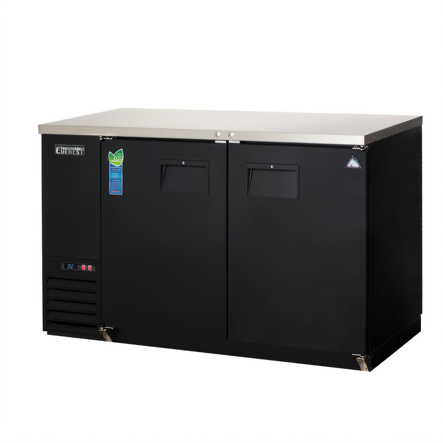 Product image #1 for Everest Refrigeration EBB48 Two-Section 49-Inch Back Bar Refrigerator with Stainless Steel Countertop and Solid Locking Doors