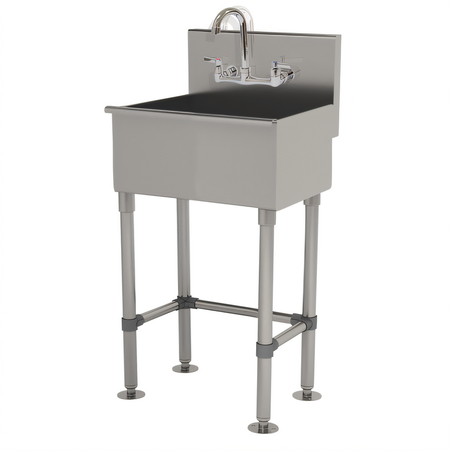 Product image #1 for Advance Tabco One-Station Floor-Mounted Stainless Steel Service Sink with Splash-Mount Faucet, 18 x 17-1/2 Inch