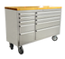 Thumbnail image #1 for Omcan USA Mobile Stainless Steel Work Bench with Rubberized Wood Top and 10 Locking Drawers, 55 x 18 x 37 Inches
